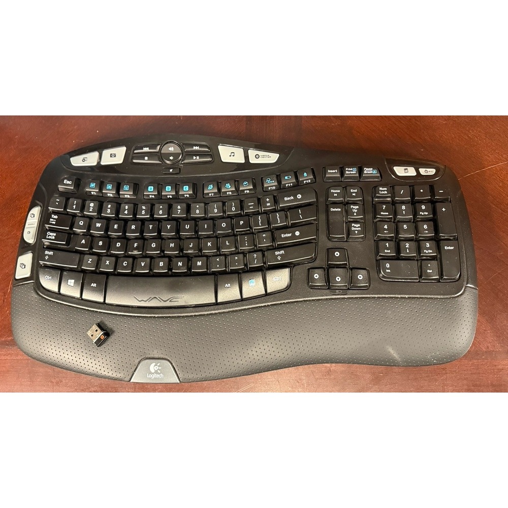 Logitech K350 Wave Wireless Keyboard Ergonomic Includes Receiver Working